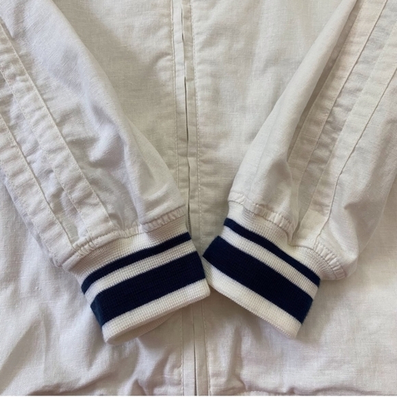 Southpole linen blend ecru white zip up jacket pockets lined black varsity 3XL - Picture 12 of 13